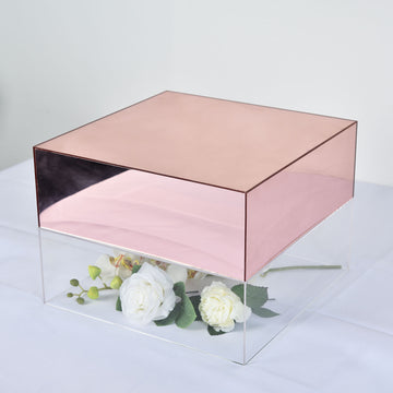 Stunning Rose Gold Mirror Finish Acrylic Cake Box Stand