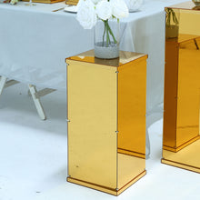 Gold Acrylic Mirror Pedestal Display Risers With Interchangeable Lid & Base 24 Inch