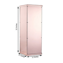 Acrylic Mirrored Pedestal Riser Display Box In 32 Inch Rose Gold With Interchangeable Lid And Base