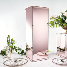 Rose Gold Blush Acrylic Display Box With Interchangeable Lid Mirrored Pedestal Riser 32 Inch
