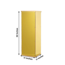 Gold Acrylic 32 Inch Pedestal Display Risers With Interchangeable Lid & Base Mirror Finish