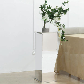 Add Elegance to Your Event with the Silver Mirror Finish Acrylic Pedestal Riser