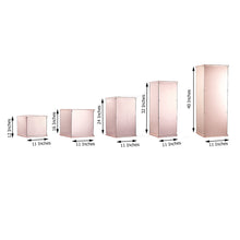 Blush Rose Gold Acrylic Display Box Mirrored Pedestal Riser With Interchangeable Lid And Base Set Of 5 