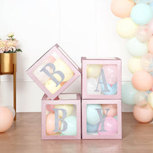 Baby Shower Balloon Display Boxes 2 Pcs Transparent Blush Rose Gold Edges