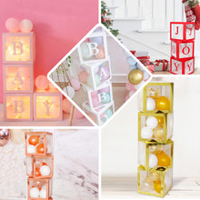 2pcs Transparent DIY Balloon Boxes, Baby Shower Party Decoration Boxes Metallic Gold
