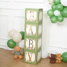4 Pack | Green Foliage Leaves Gender Neutral DIY Prop Balloon Boxes
