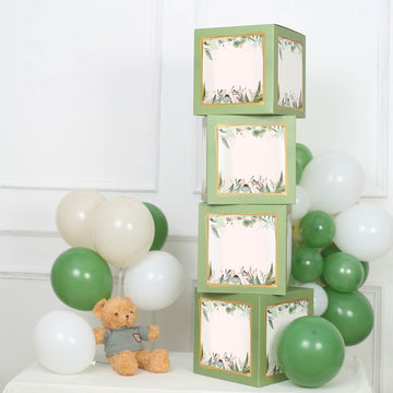 4 Pack Green Foliage Leaves Gender Neutral DIY Prop Balloon Boxes
