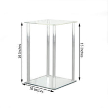 16inch Clear Acrylic Flower Vase Pillar Column Stand With Square Mirror Base, Wedding
