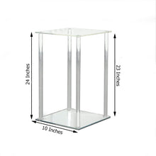 24inch Clear Acrylic Flower Vase Pillar Column Stand With Square Mirror Base