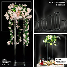 24inch Clear Acrylic Flower Vase Pillar Column Stand With Square Mirror Base