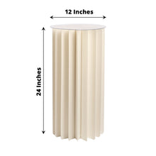 24inch Ivory Cylinder Pillar Pedestal Stand, Display Column Stand With Top Plate