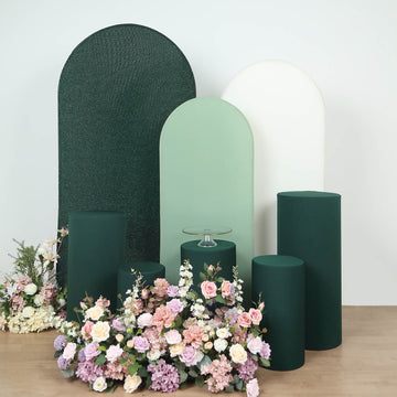 Create a Stunning Event with Hunter Emerald Green Spandex Pedestal Stand Covers