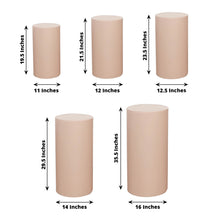 Set of 5 | Nude Spandex Cylinder Plinth Display Box Stand Covers, Pedestal Pillar Prop Covers