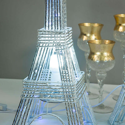 Eiffel Tower lamp with LED lights and decorative candle holders