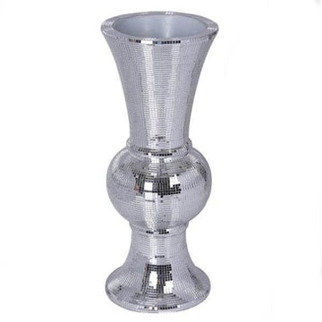 Make a Statement with the Silver Polystone Mirror Mosaic Urn Floor Vase