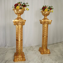 Gold PVC Venetian Artistic Roman Inspired Pedestal Column 40 Inch Tall 4 Pack