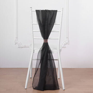 Elevate Your Event with Black Chiffon Chair Sashes