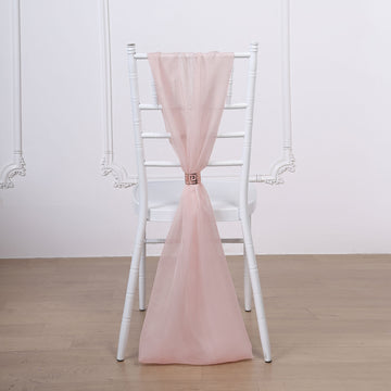 5 Pack Blush DIY Premium Designer Chiffon Chair Sashes 22" x 78"