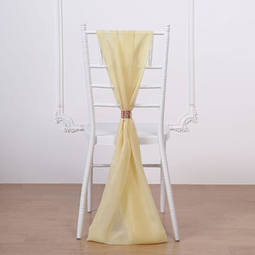 Elegant Champagne Chiffon Chair Sashes for Stunning Event Decor