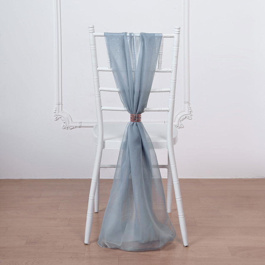 Dusty Blue Premium Chiffon Chair Sash 22 Inch x 78 Inch 5 Pack