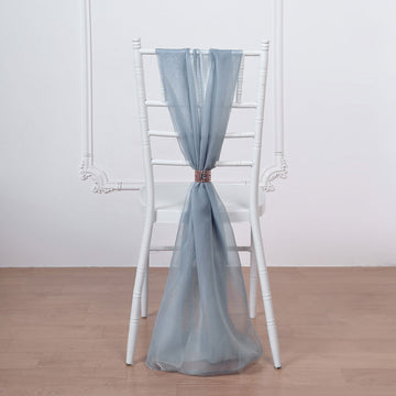 5 Pack Dusty Blue DIY Premium Designer Chiffon Chair Sashes 22" x 78"
