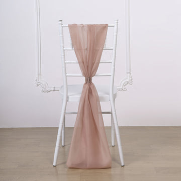 5 Pack Dusty Rose DIY Premium Designer Chiffon Chair Sashes | 22" x 78"
