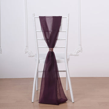 5 Pack Eggplant DIY Premium Designer Chiffon Chair Sashes 22" x 78"