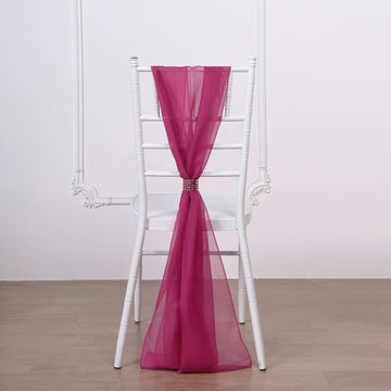 Add a Touch of Elegance with Fuchsia DIY Premium Designer Chiffon Chair Sashes