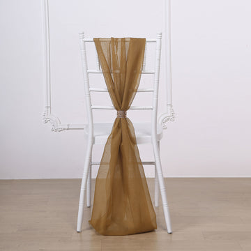 Elegant Gold DIY Premium Designer Chiffon Chair Sashes