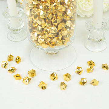 Add Elegance and Glamour to Your Event with Gold Acrylic Ice Bead Vase Fillers