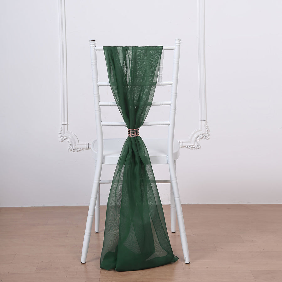 Hunter Emerald Green Premium Chiffon Chair Sash 22 Inch x 78 Inch 5 Pack
