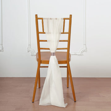 5 Pack Ivory DIY Premium Designer Chiffon Chair Sashes | 22" x 78"