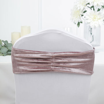 5 Pack Mauve Velvet Ruffle Chair Bands, Stretch Wedding Chair Cover Sashes
