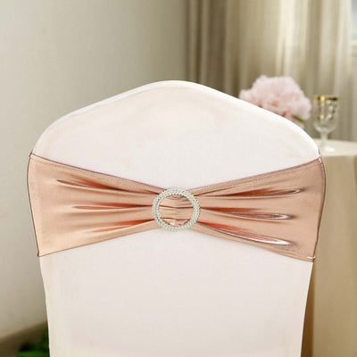 Rose gold chair sash with rhinestone buckle for elegant decor