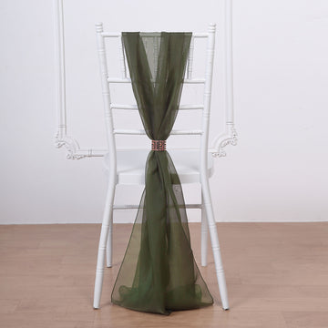 Olive Green DIY Premium Designer Chiffon Chair Sashes