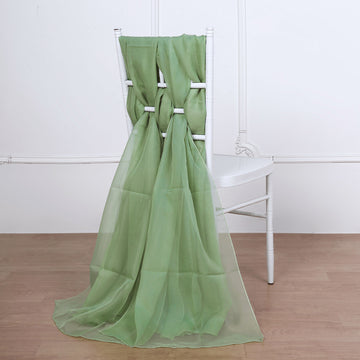 5 Pack Sage Green DIY Premium Designer Chiffon Chair Sashes | 22" x 78"