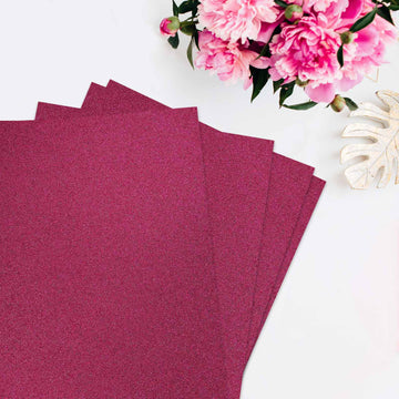 10 Pack Self-Adhesive Glitter DIY Craft Foam Sheets - Hot Pink 12"x10"