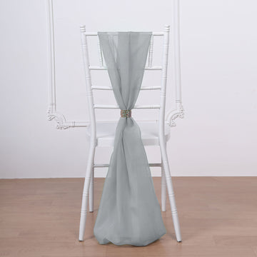 Enhance Your Event Decor with Silver DIY Premium Designer Chiffon Chair Sashes
