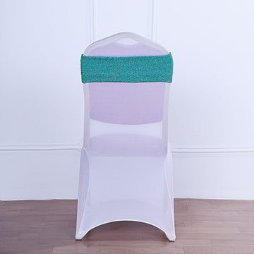 5 Pack Turquoise Metallic Shimmer Tinsel Spandex Chair Sashes