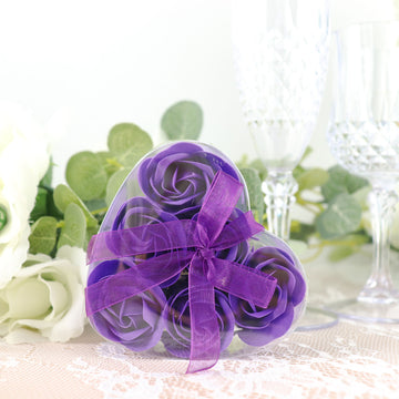 Purple Scented Rose Soap Heart Shaped Party Favors