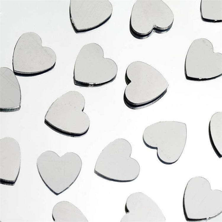 Silver Metallic Foil Heart Table Confetti Sprinkles In 300 Pieces