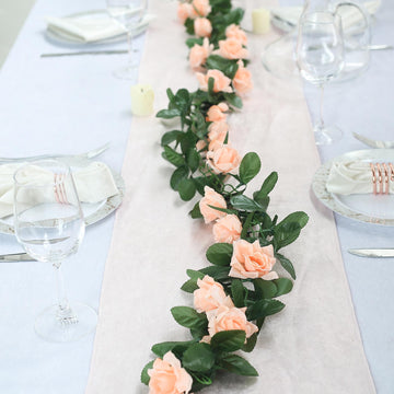 Experience the Beauty and Versatility of Peach Artificial Silk Rose Garland