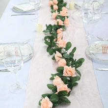 Peach Artificial Silk Rose Flower Garland 6 Feet Long And UV Protected