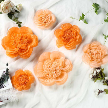 Add a Pop of Color with Peach and Orange Peony 3D Paper Flowers