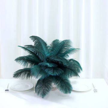 12 Pack | 13"-15" Peacock Teal Natural Plume Real Ostrich Feathers, DIY Centerpiece Fillers