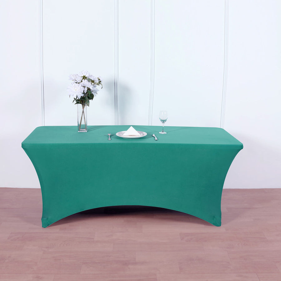 6ft Peacock Teal Spandex Stretch Fitted Rectangular Tablecloth