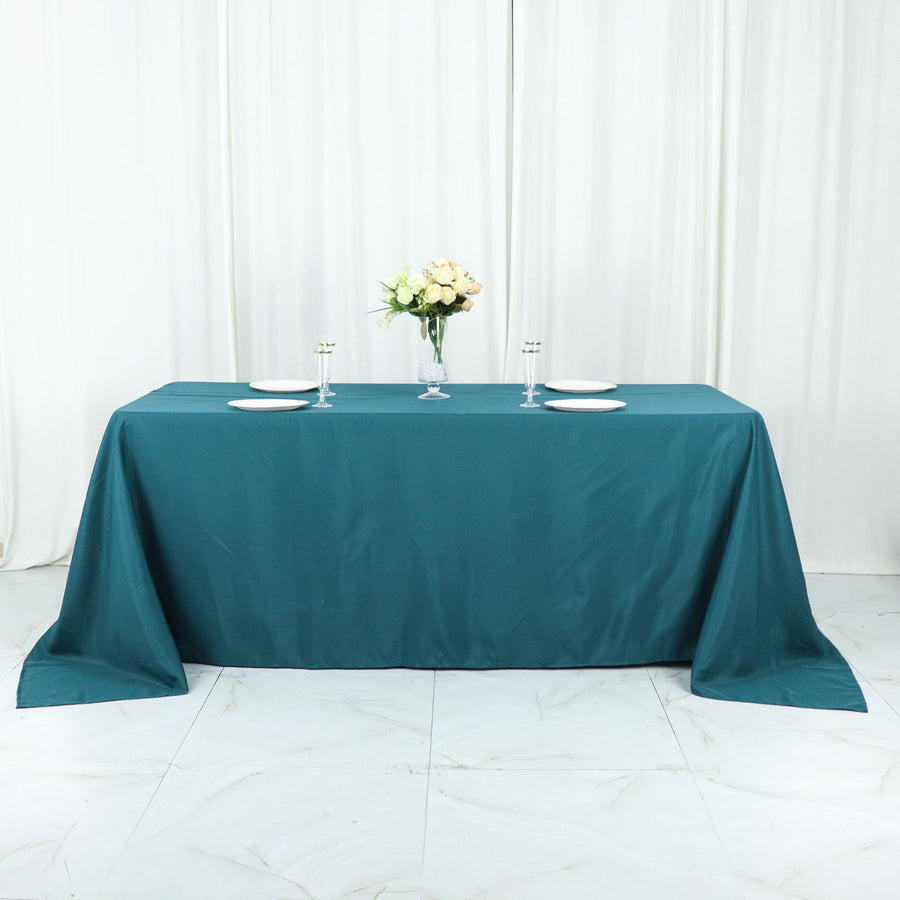 90x132 Inch Peacock Teal Polyester Rectangular Tablecloth