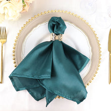 20 Inch X 20 Inch Peacock Teal Wrinkle Resistant Seamless Satin Cloth Napkins 5 Pack 