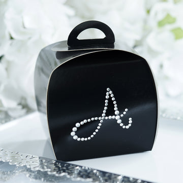 100 Pack | Personalized Diamond Monogram Tote Wedding Favor Gift Boxes, Cupcake Party Boxes