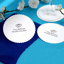 Pack Of 100 Personalized Paper Coaster Favors 3 Inch With Scalloped Edges